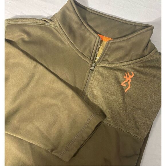 Browning 1/4 Zip Pullover Men's 2XL XXL Long Sleeve Hunting Camping Green - Picture 1 of 7